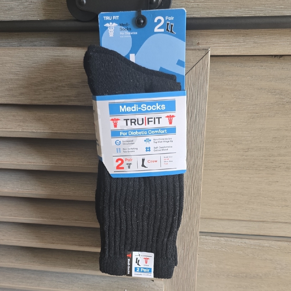 TRUFIT Black Diabetic Comfort Socks - 2 Pairs